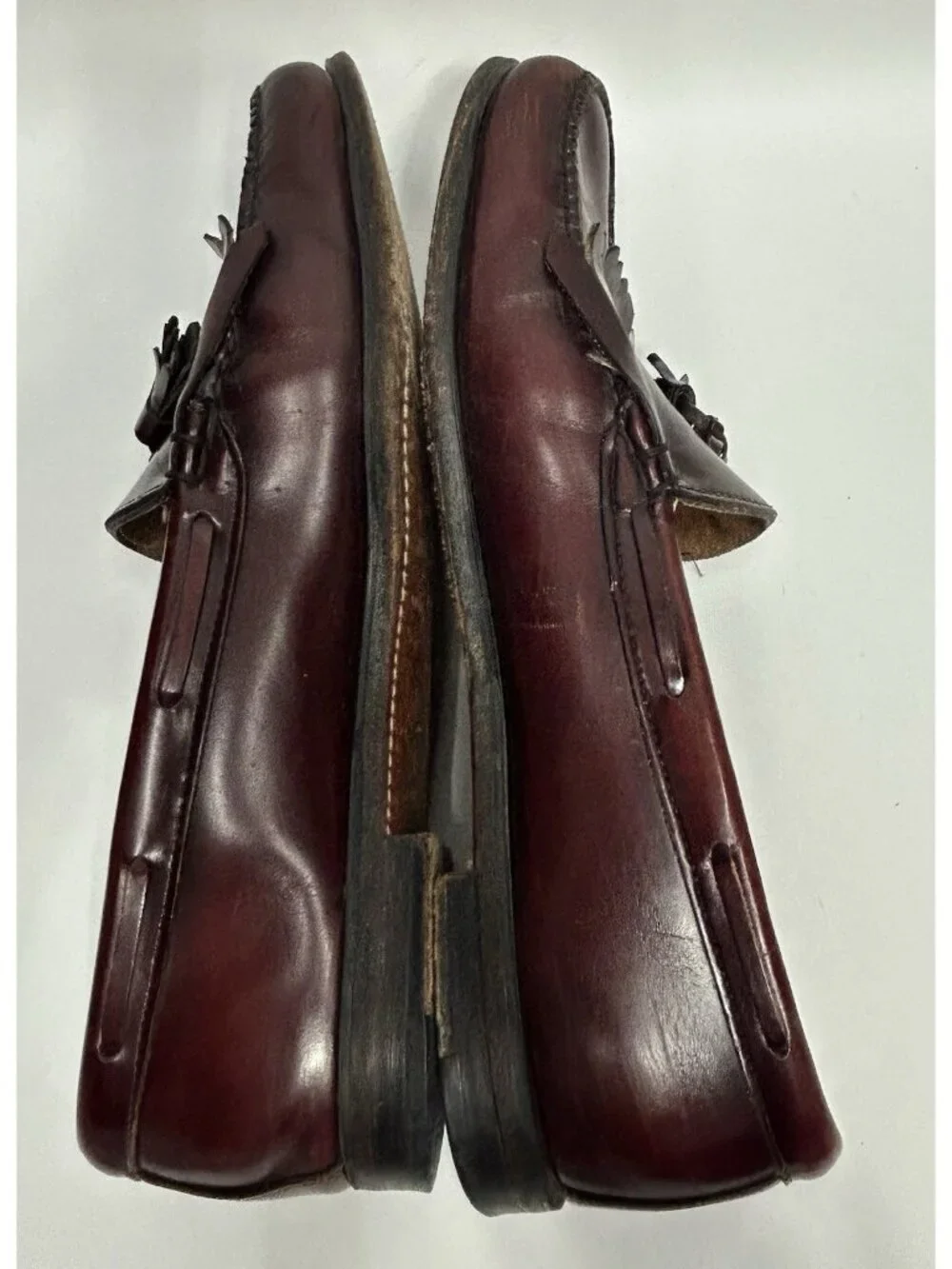 Bass & Co Weejuns 14 Classic BURGUNDY Layton Leather Kiltie Tassel Loafers Shoes